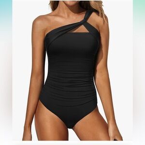Women's One Shoulder One-Piece Swimsuits Full Coverage Tummy-Control Slimming